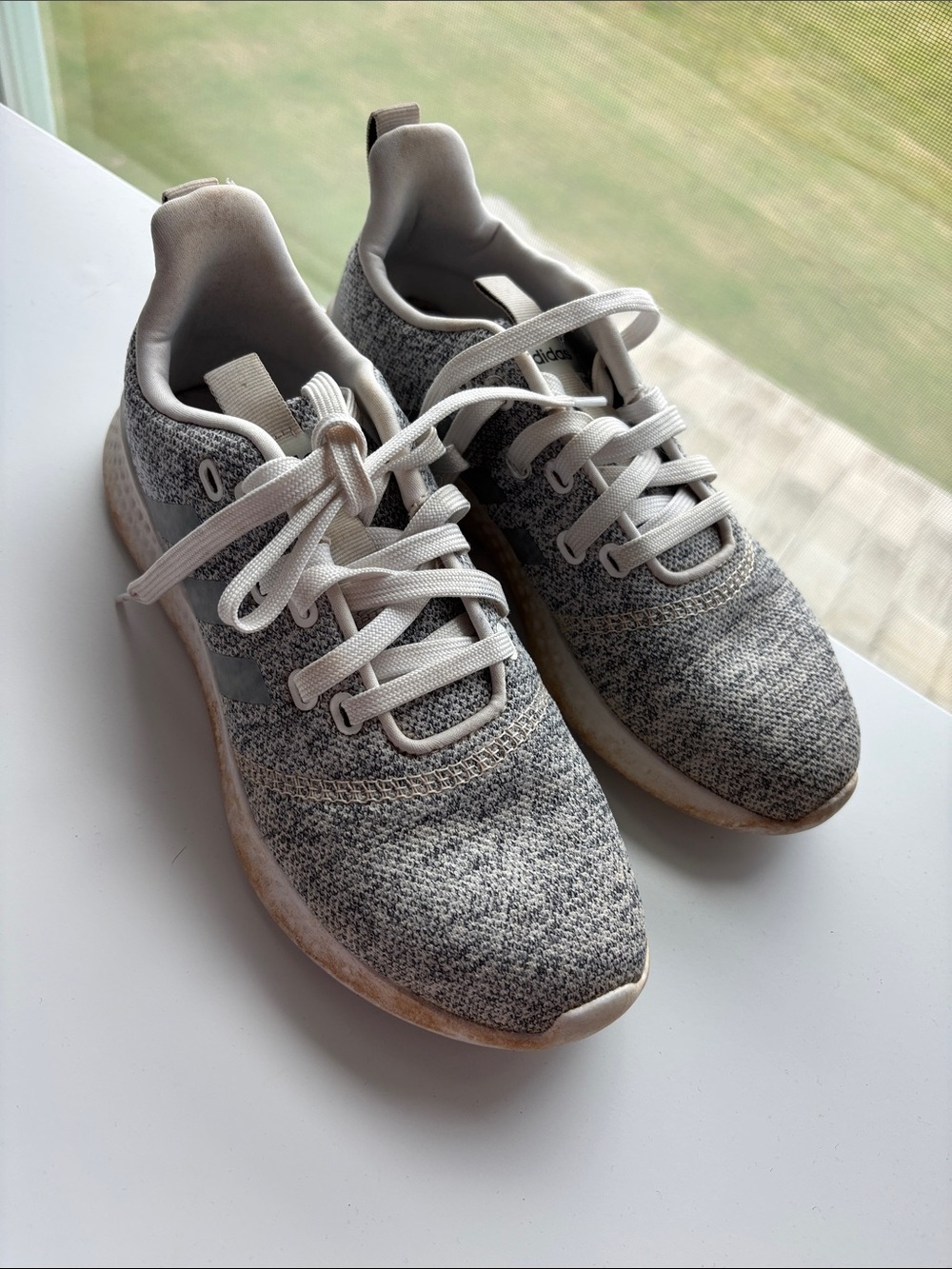 adidas Women's Gray Knit Athletic Sneakers